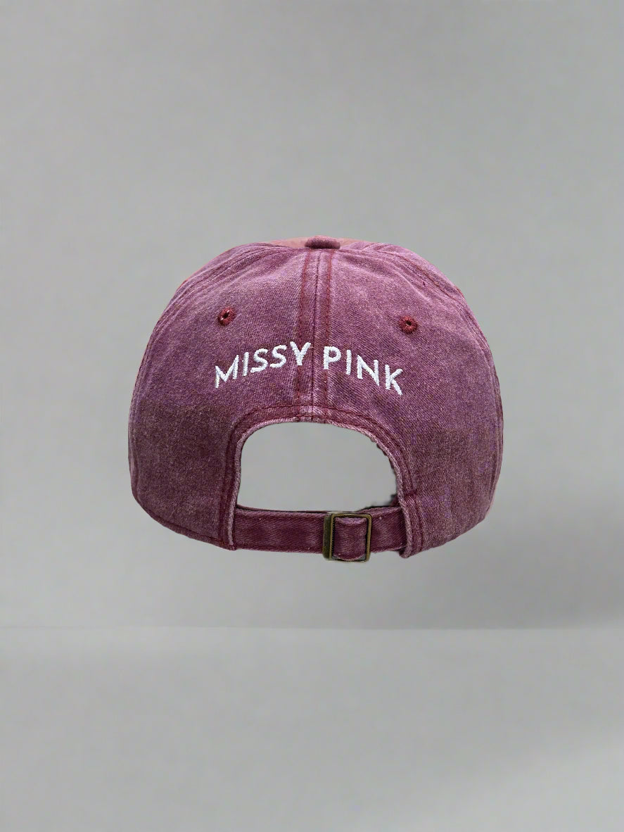 Burgundy Washed Embroidered Baseball Cap