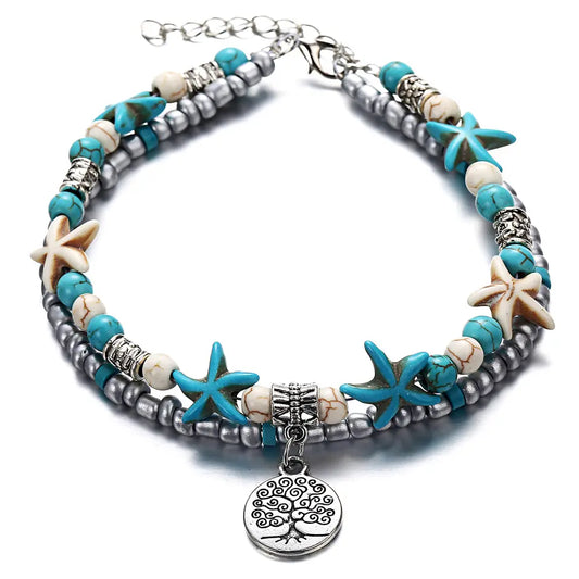 Tree of Life Ankle Bracelet 2 Layer Beach Summer Anklet