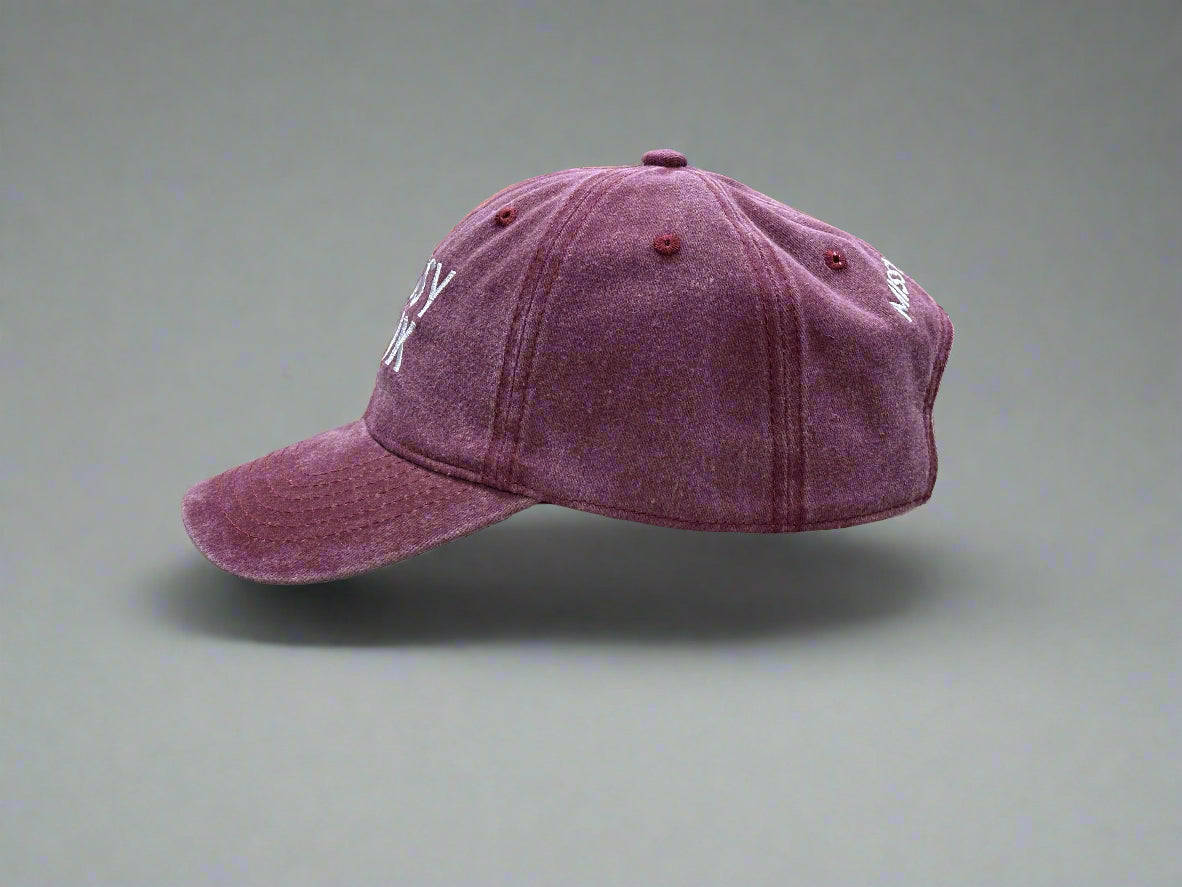 Burgundy Washed Embroidered Baseball Cap