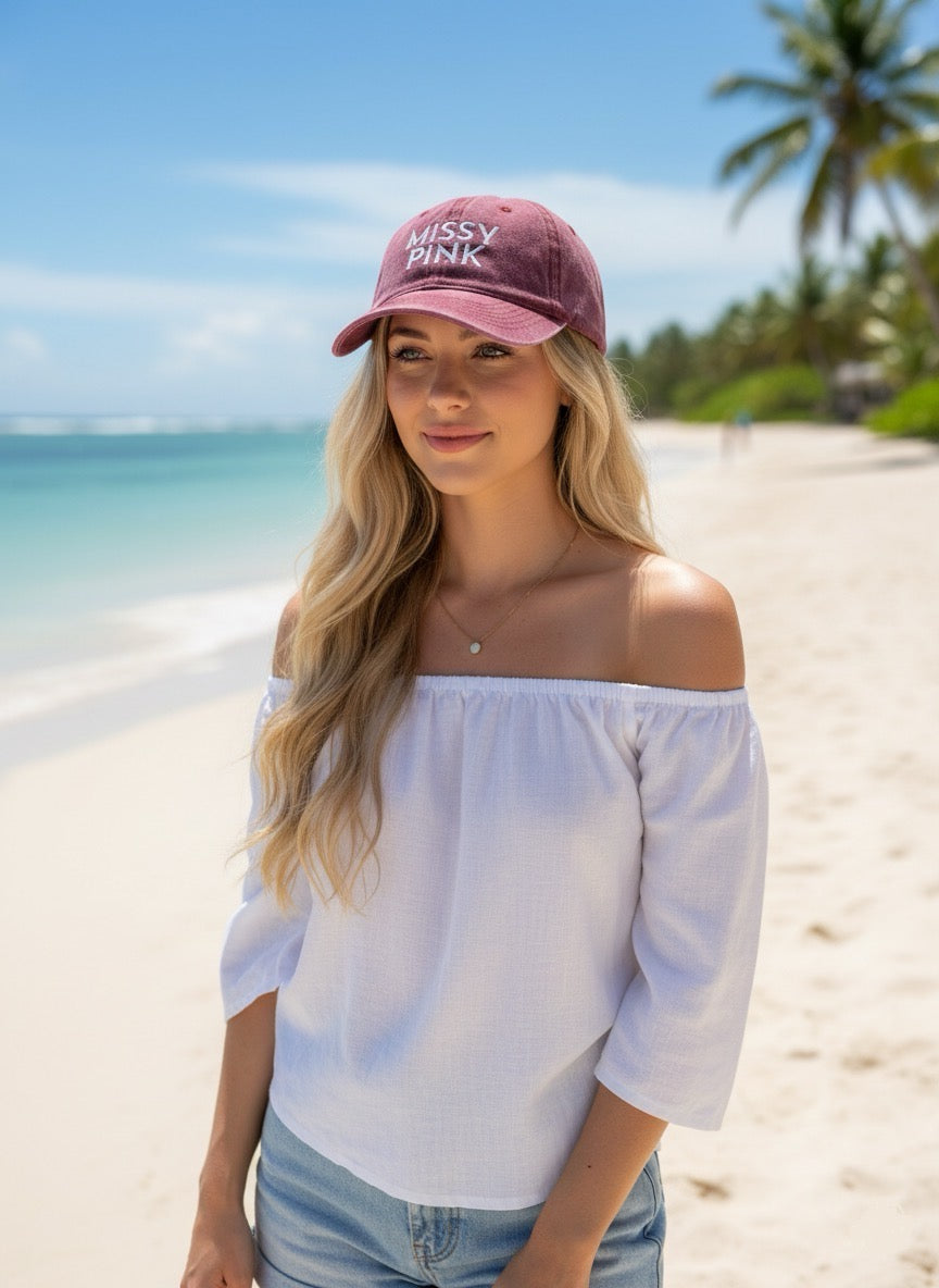 Burgundy Washed Embroidered Baseball Cap