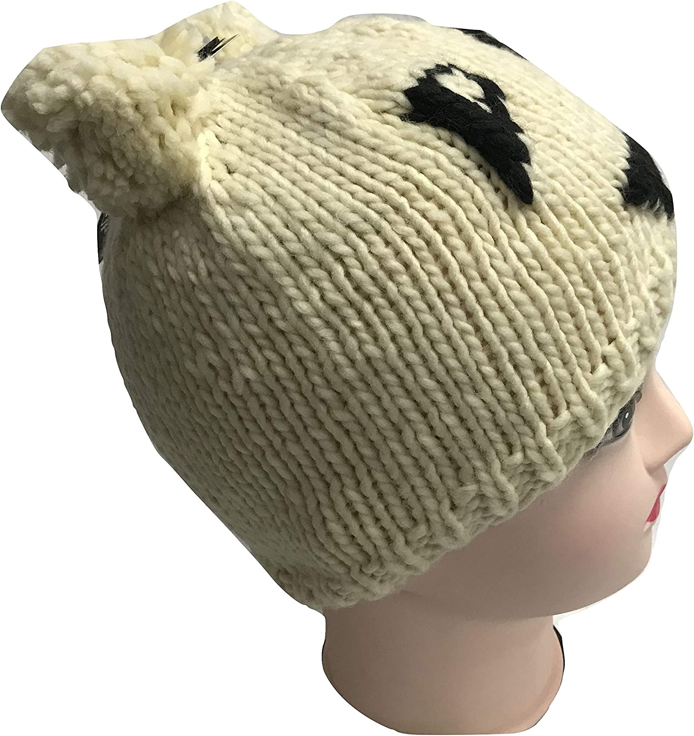 Beige Panda Bear Knitted Warm Beanie Hat