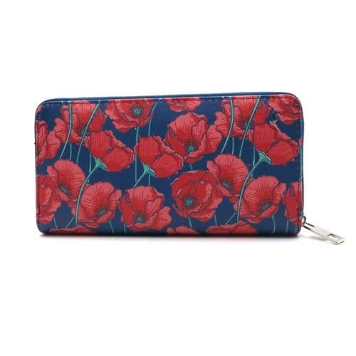 Flower Collection Red Navy Long Wallet Purse
