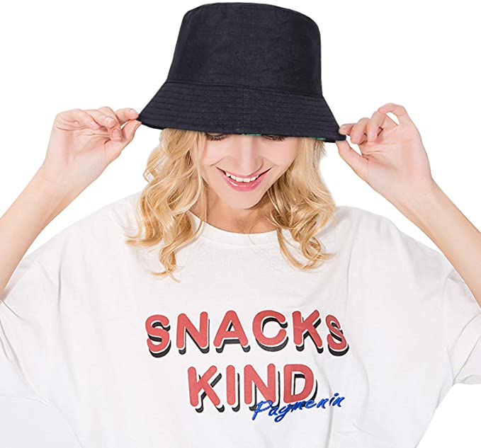 Unisex Black Weed Leaf Design Bucket Hat
