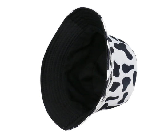 Cow Pattern White/Black Bucket Hat by Missy Pink
