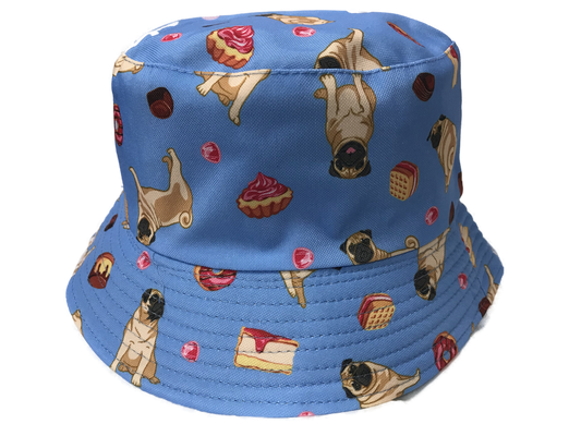 Blue Pug Cakes Design Bucket Hat