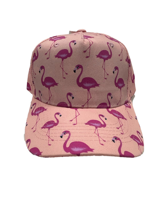 Mandys Pink Colour Flamingo Pattern Summer Cap Adjustable