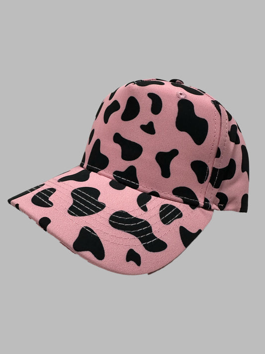 Pink / Black Cow Pattern Summer Cap Adjustable