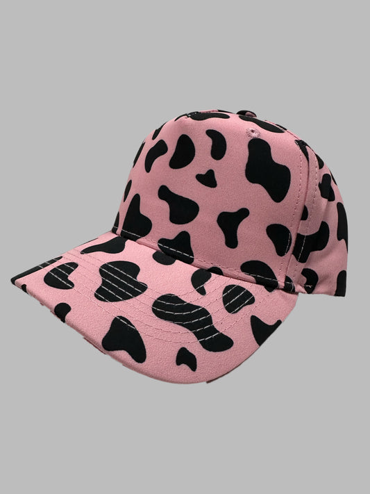Pink / Black Cow Pattern Summer Cap Adjustable