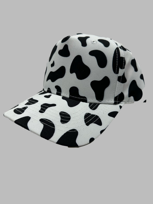 White Black Cow Pattern Summer Cap Adjustable