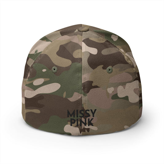 1001 Camo Embroidered Cap "MISSY PINK" Logo With Closed-Back Structured Hat