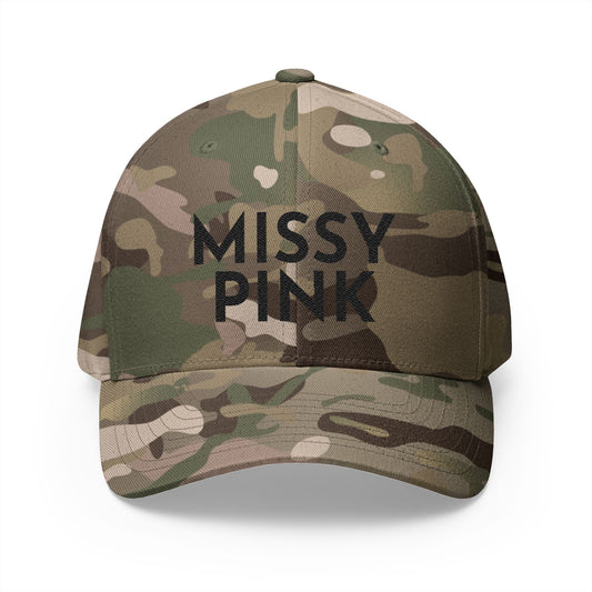 1001 Camo Embroidered Cap "MISSY PINK" Logo With Closed-Back Structured Hat