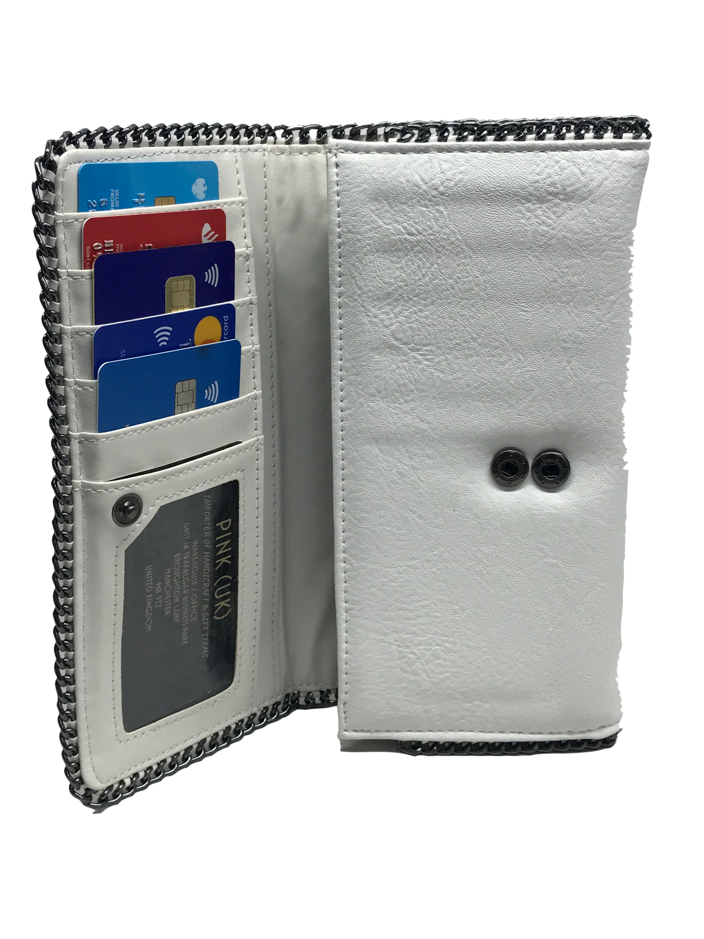 Wallet Purse Envelope Faux Leather Wallet Card Button Clutch Long - White