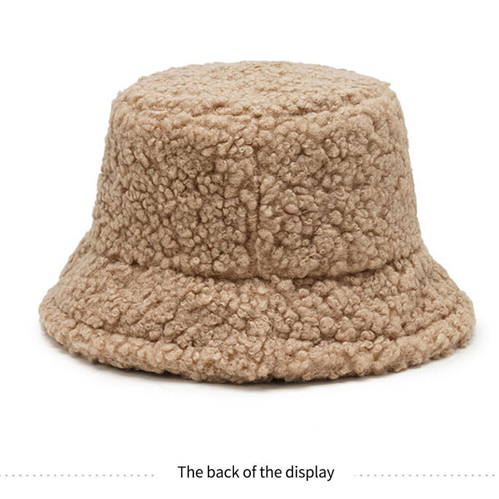 Faux Fur Wool Style Beige Bucket Hat