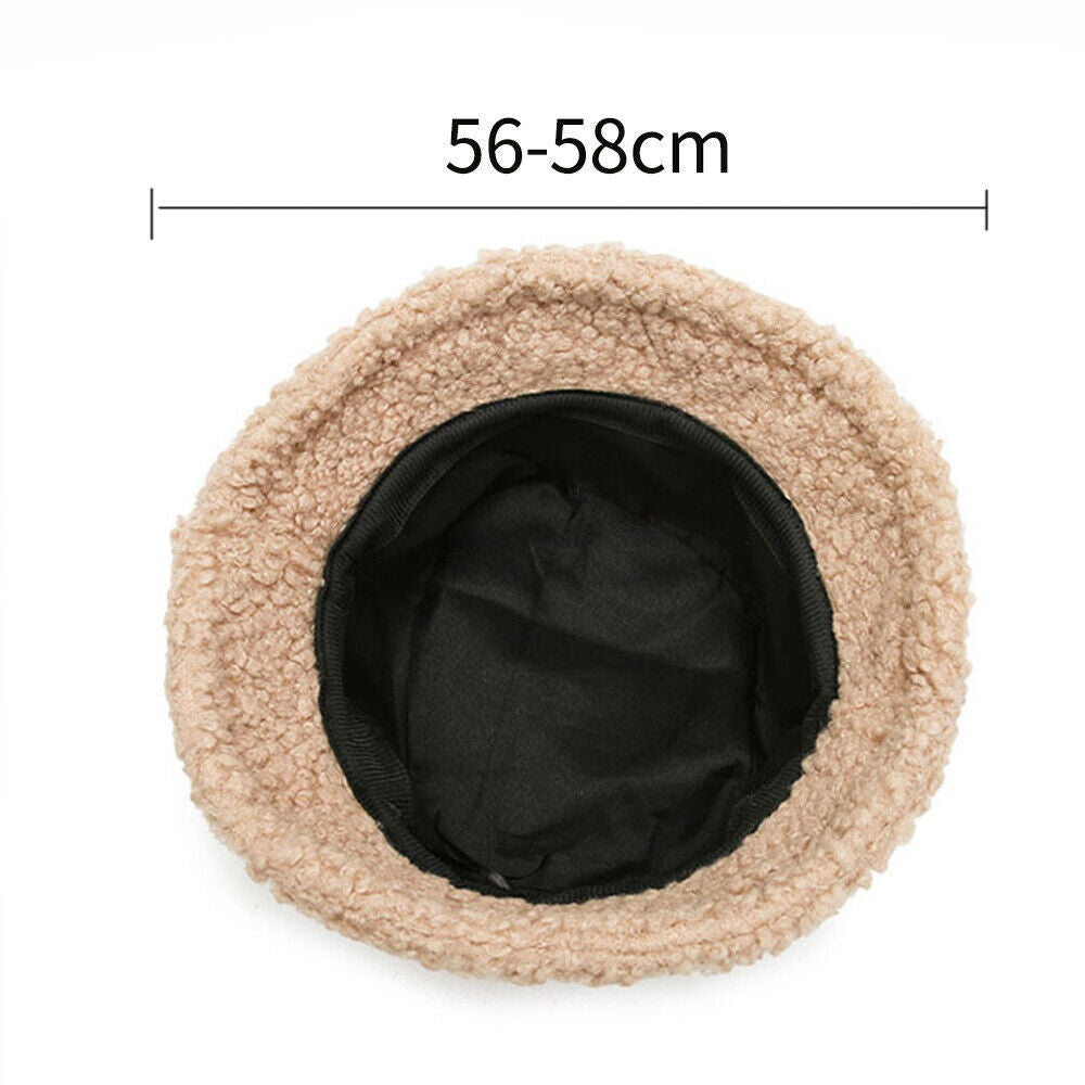 Faux Fur Wool Style Beige Bucket Hat