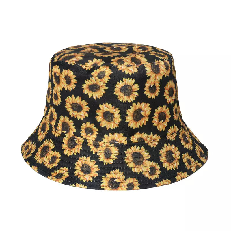 Black Sun Flowers Missy Pink Bucket Hat