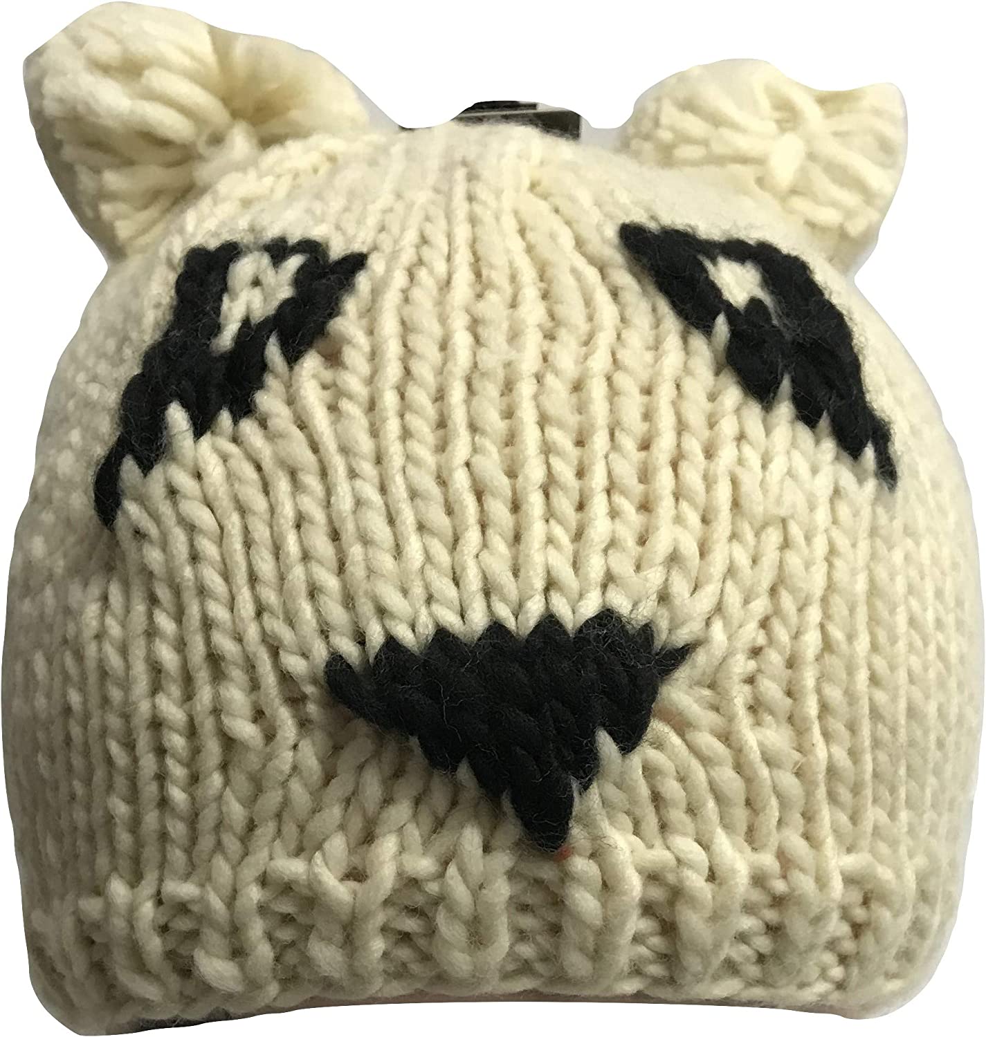 Beige Panda Bear Knitted Warm Beanie Hat