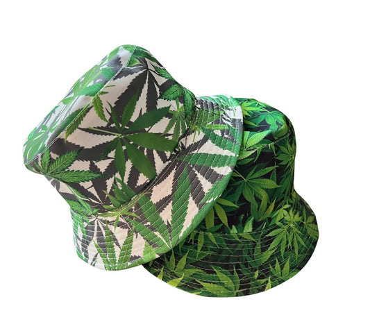 Maple Leaf Weed Design Green Bucket Hat