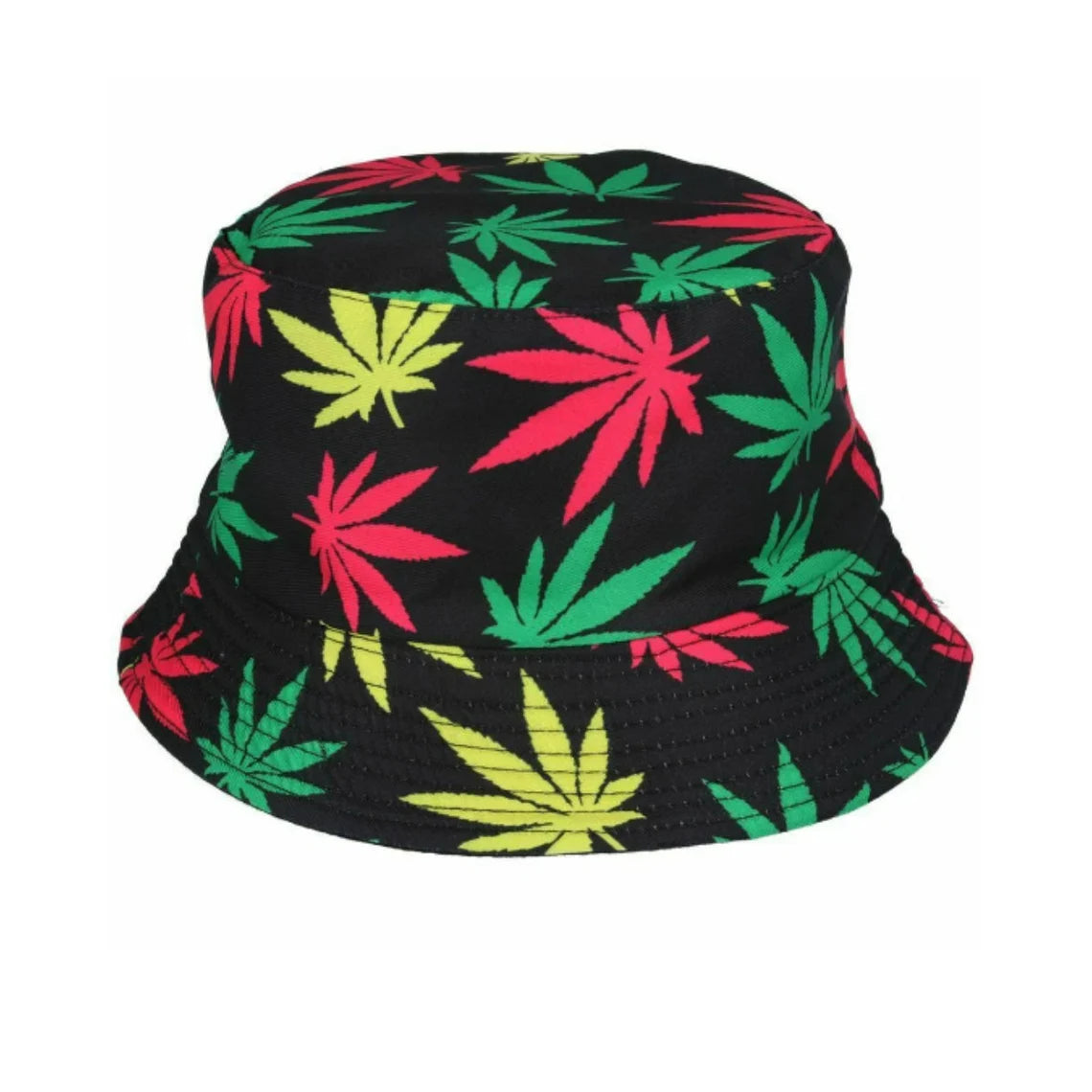 Maple Weed Colour Leaf Black Bucket Hat