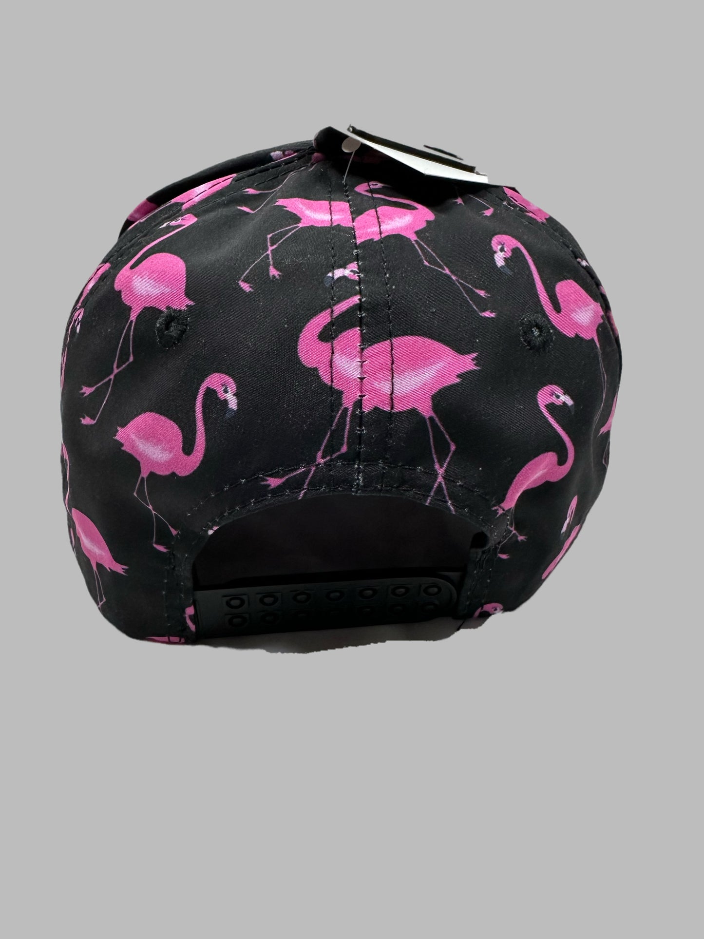 Onyx Black Colour Flamingo Pattern Summer Cap Adjustable