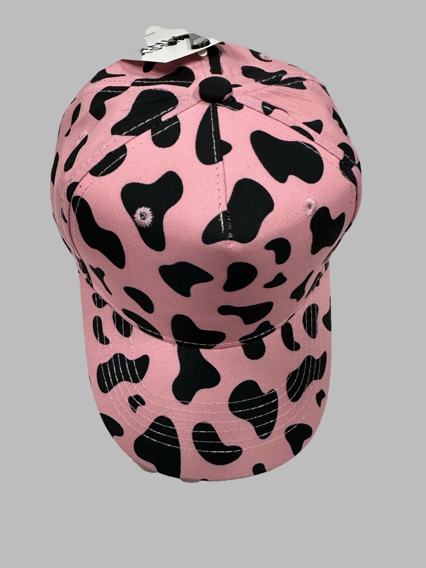 Pink / Black Cow Pattern Summer Cap Adjustable