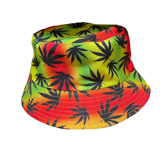 Rasta Colours Maple Leafs Design Bucket Hat