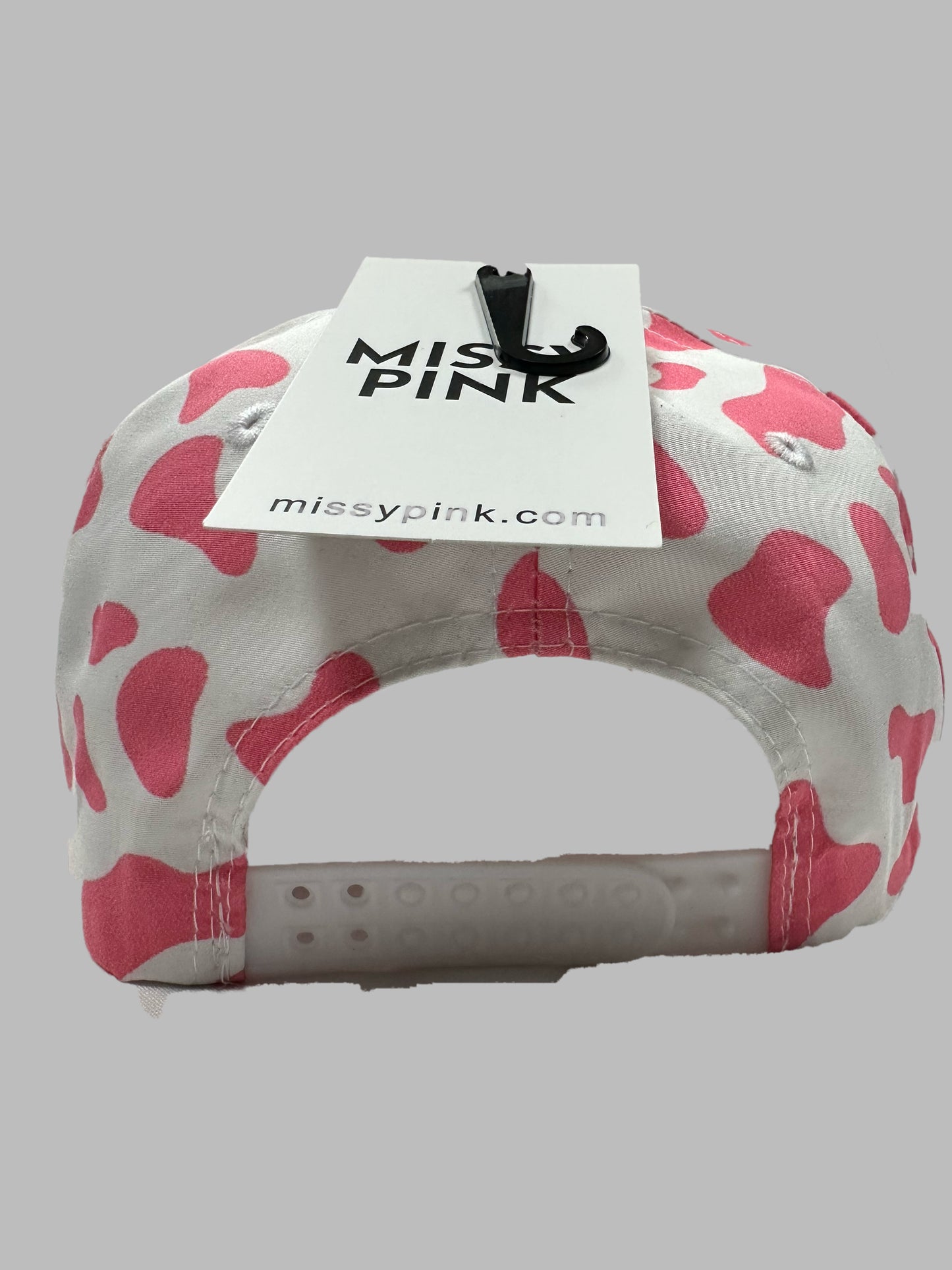 White / Pink Cow Pattern Summer Cap Adjustable