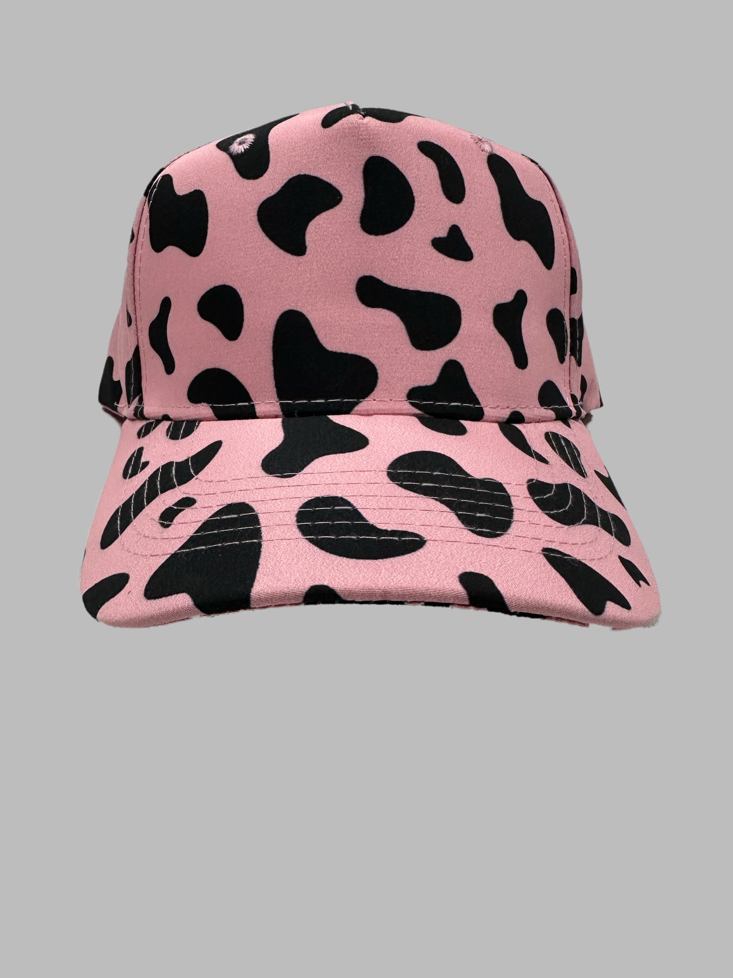 Pink / Black Cow Pattern Summer Cap Adjustable