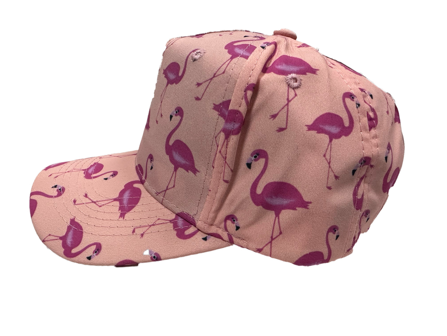 Mandys Pink Colour Flamingo Pattern Summer Cap Adjustable