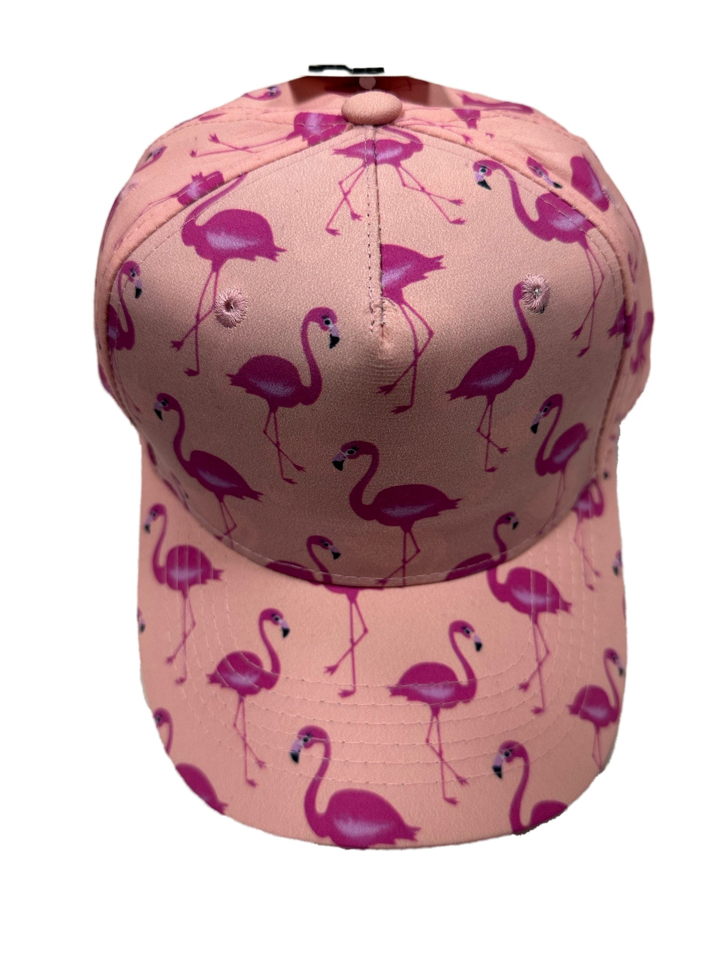 Mandys Pink Colour Flamingo Pattern Summer Cap Adjustable