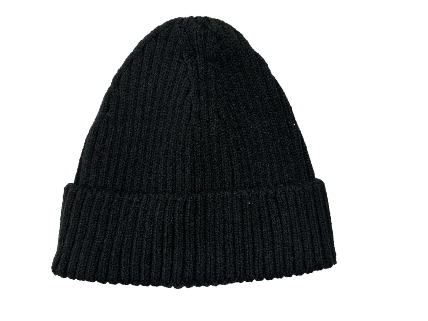 Black Unisex Ribbed Beanie Hat