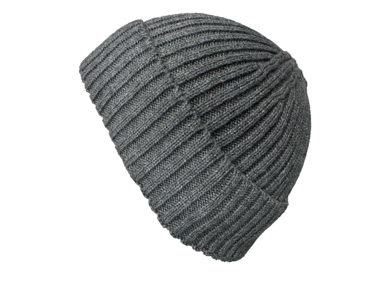 Grey Unisex Ribbed Beanie Hat