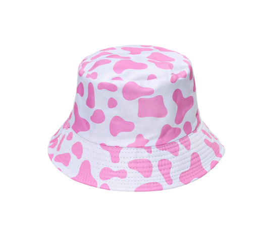 Cow Pattern Pink/White Bucket Hat by Missy Pink