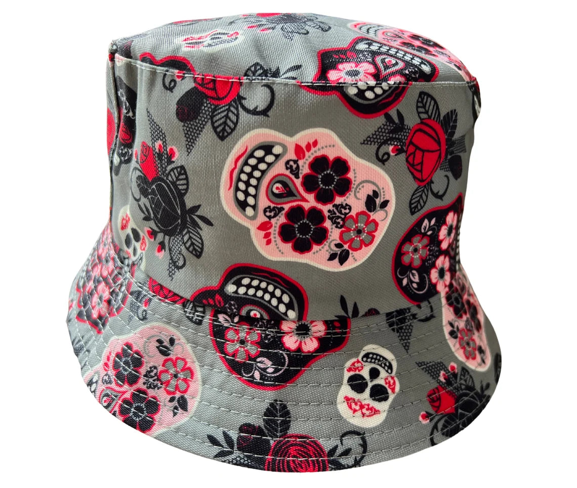 Skulls and Flower Bucket Hat