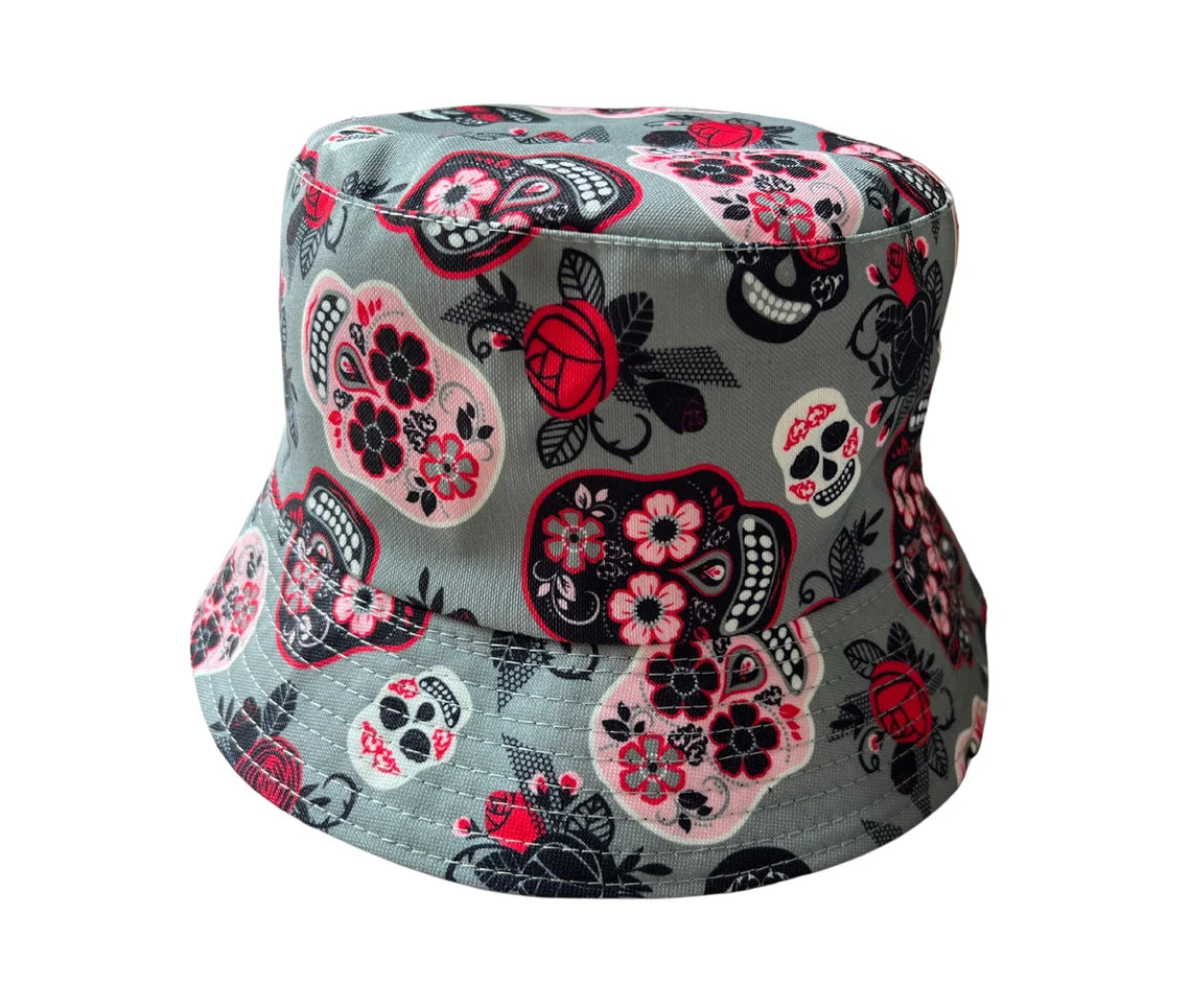 Skulls and Flower Bucket Hat